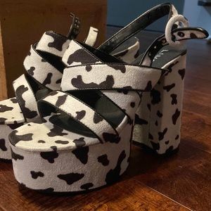 Cow print heels